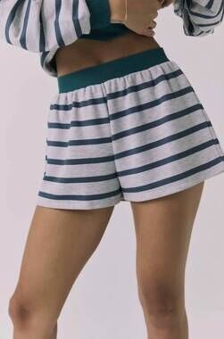 NEW CHASER resort stripe shorts in heather grey
